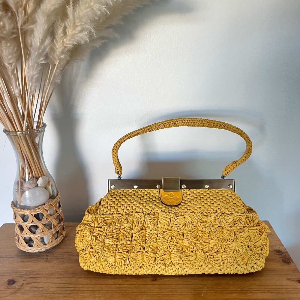 Patricia Nash Woven Raffia Ferrara Frame Bag - Picture 3 of 8
